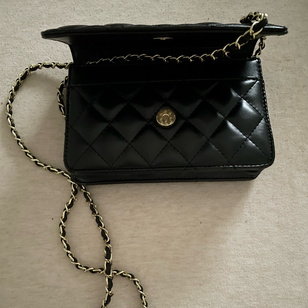 Black wallet on chain bag